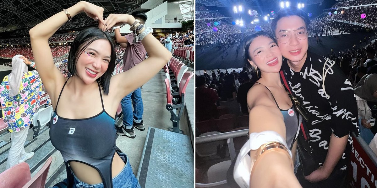 8 Photos of Wika Salim Watching Coldplay Concert in Singapore, Showing Affection with Boyfriend