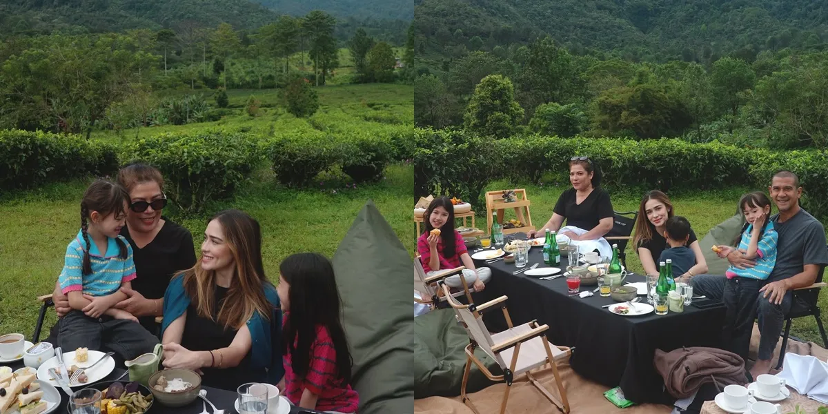 8 Photos of Yasmine Wildblood's Vacation in Puncak, Taking Her Children and Extended Family to the Tea Garden