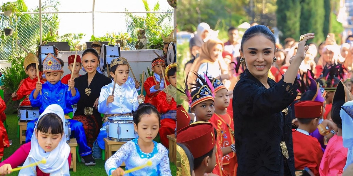 8 Portraits of Yuni Shara Celebrating Her Kindergarten's Birthday, Coordinately Dressed in Traditional Indonesian Attire with Children - Admits to Being Touched