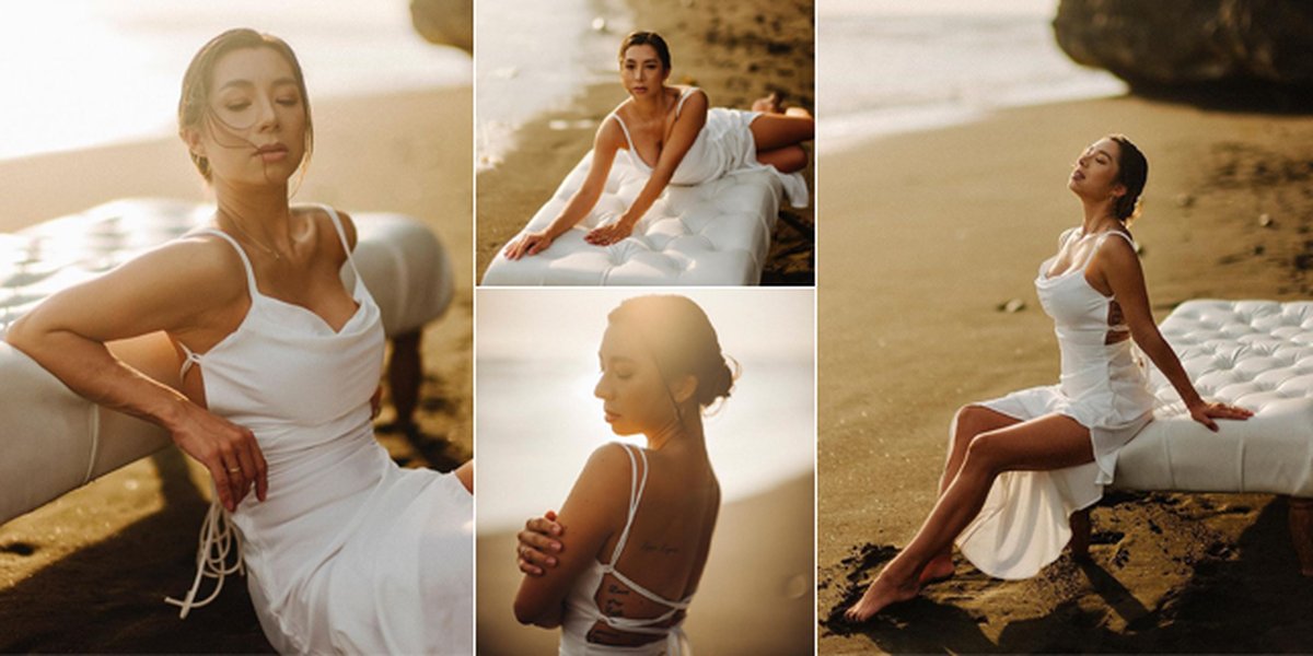 9 Hot Mama Jennifer Bachdim's Latest Photoshoot, Looking Beautiful in a White Dress on the Beach