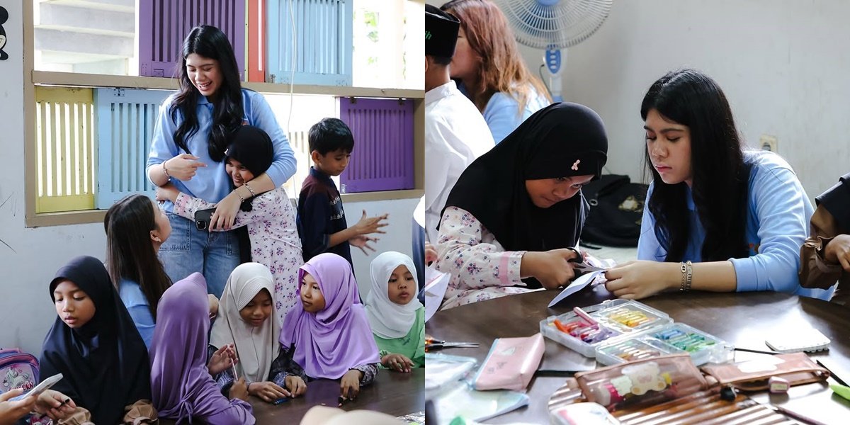 9 Photos of Almira, Annisa Pohan's Daughter, Spending Her Holiday with Social Service as a Volunteer, Teaching Children