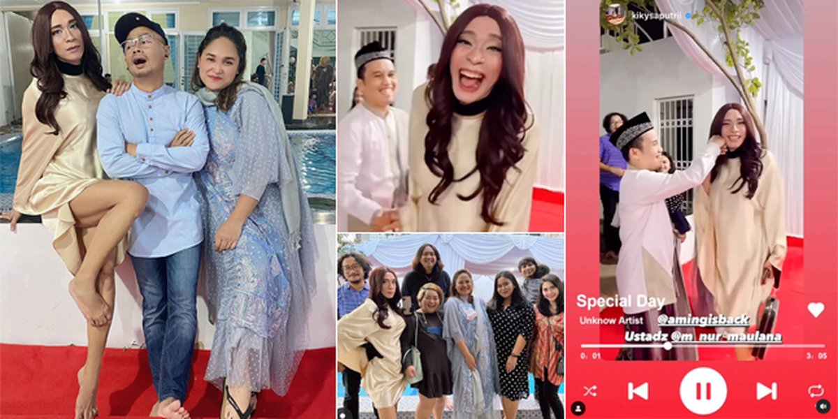 9 Photos of Aming Salting and Awkwardly Meeting Ustaz Maulana While Dressing Up in Dress and Fake Hair and Chest, Making Everyone Laugh!