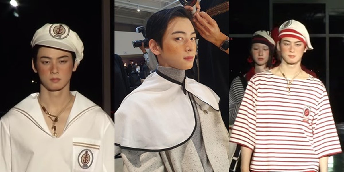 9 Portraits of Cha Eun Woo as a Model at Seoul Fashion Week 2020, Handsome Sailor with Freckles on His Face