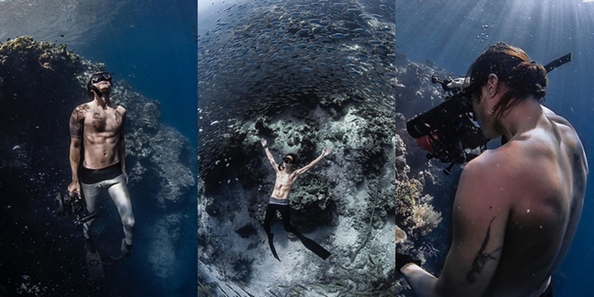 9 Potret Dikta Freediving in Menjangan Island While Being an Underwater Photographer, Called Handsome Mermaid Making Wrong Focus