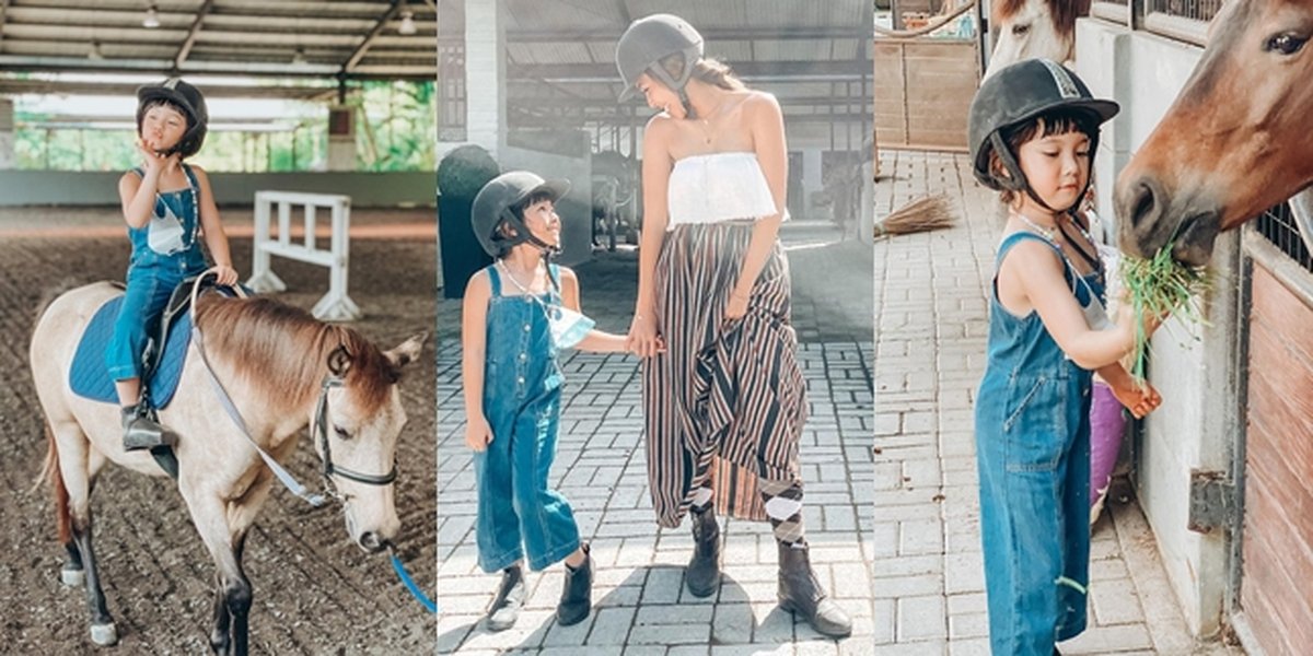 9 Potret Gaya Gempi Riding with Her Mother, Feet Stepping on the Saddle - Netizens Focus on Gisel's Costume