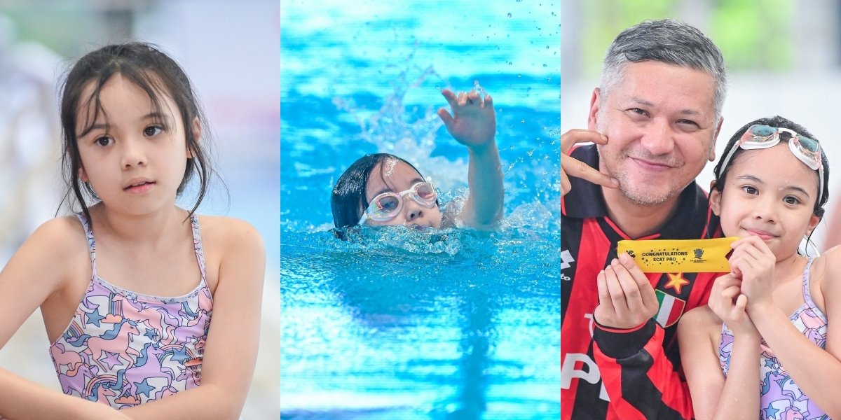 9 Photos of Gempi Participating in a Swimming Competition, Gading Marten as the Main Supporter - Successful Despite Initial Nerves