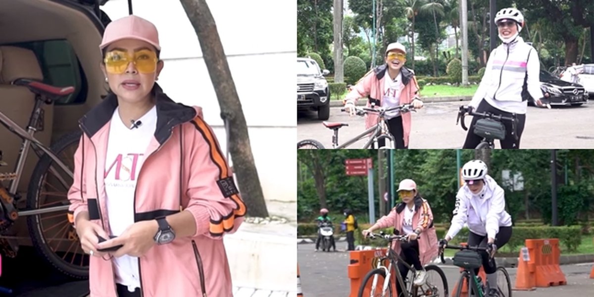 9 Photos of Mayangsari's First Bike Ride, Still Guarded by Bodyguards - Stylish Pink Appearance Captures Attention