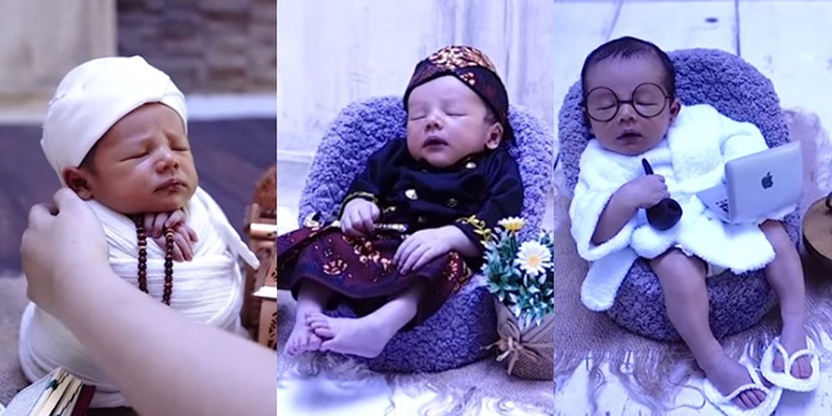 9 Portraits of Newborn Photoshoot Baby Saka, Ussy Sulistiawaty and Andhika Pratama's Child, So Adorable Wearing Javanese Lurik!