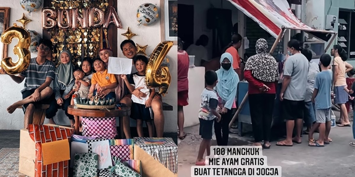 9 Portraits of Zaskia Adya Mecca's 34th Birthday Celebration, Receives Sweet Surprises from Husband and Children - Sharing 100 Free Bowls of Chicken Noodles for Neighbors