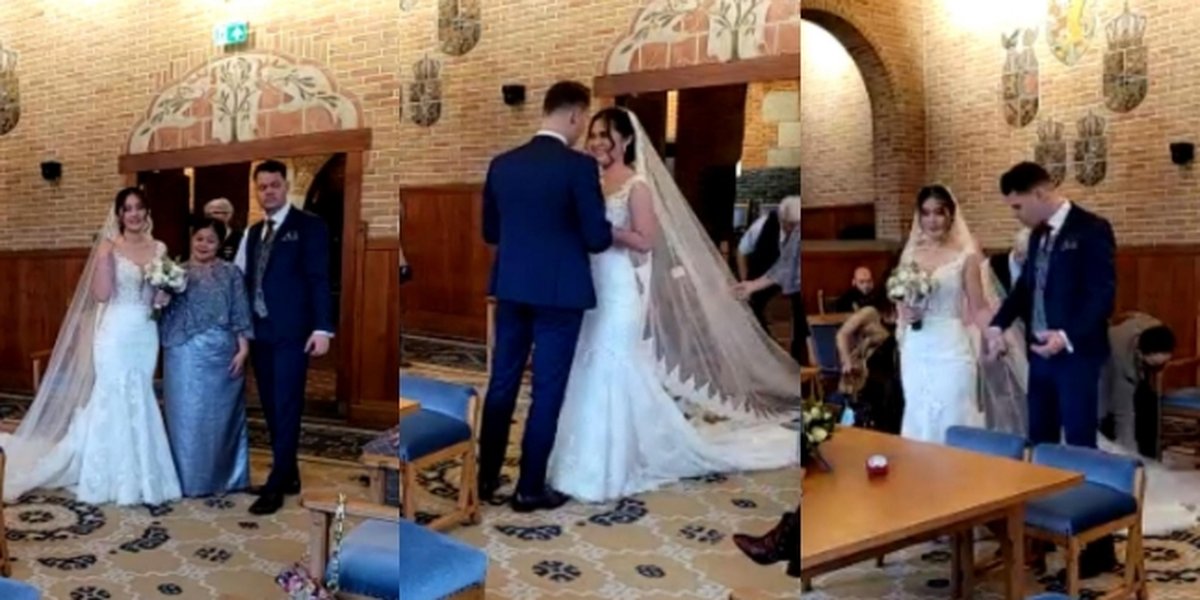 9 Portraits of Gracia Indri's Marriage with her Foreign Lover in the Netherlands, Elegant in a White Dress - Showing Romantic Kisses After the Ceremony