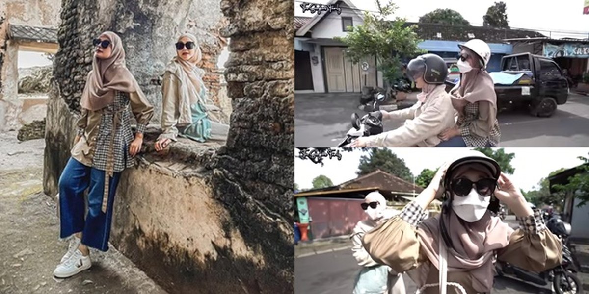 9 Photos of Shireen Sungkar Riding with Zaskia Adya Mecca on a Motorcycle Tour around Yogyakarta, Forgetting to Take Off the Helmet When Getting Off