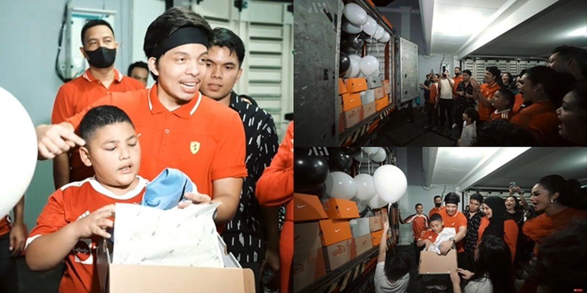 9 Photos of Surprise Atta Haliilntar for Kellen, Krisdayanti's Child, Giving a Truckload of Shoes