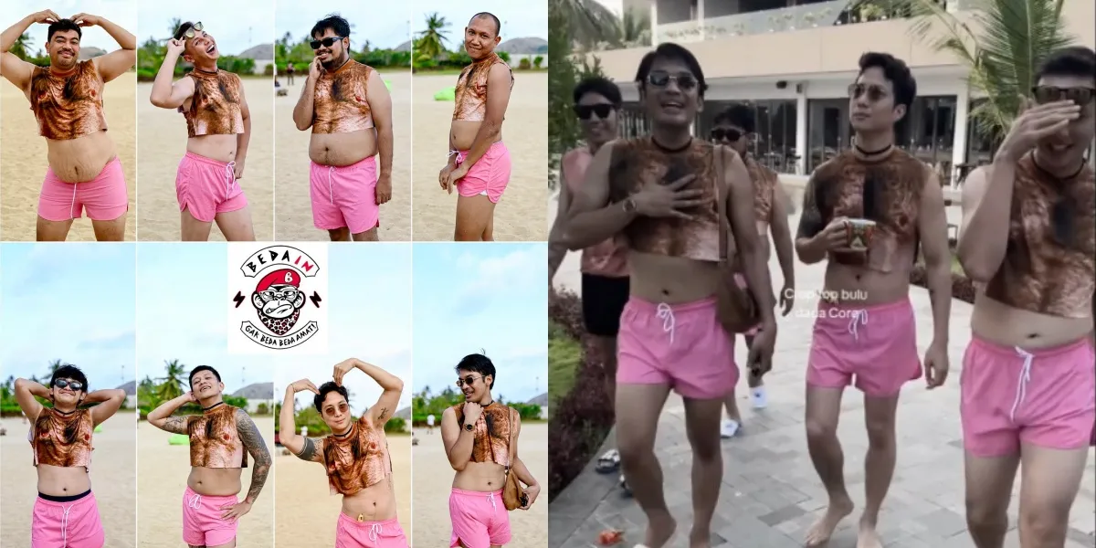 Andhika Pratama-Dikta, Portrait of the Motorcycle Gang 'Bedain' Wearing Crop Tops & Pink Pants at the Beach