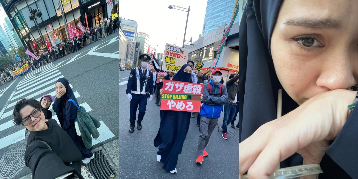 Having Fun Vacationing in Japan, 10 Photos of Zaskia Adya Mecca Suddenly Joining the Palestine Support Action - Unable to Hold Back Tears