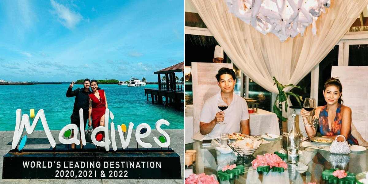 Awkarin and Her Boyfriend Honeymoon Vacation to Maldives, Enjoying a Romantic Dinner Worth Rp 18 Million