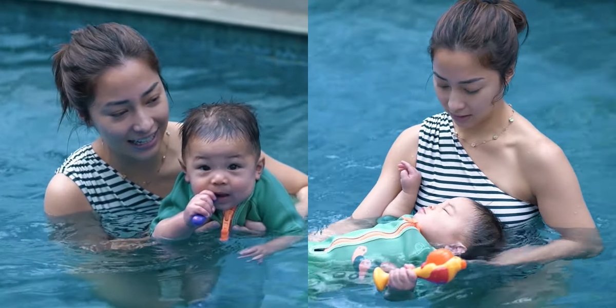 Baby Issa Learns to Swim, Nikita Willy's Graceful and Patient Portrait Accompanies Her Successful Child Becomes the Spotlight