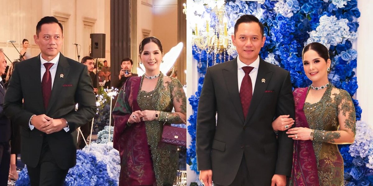 Like a Bollywood Star, 8 Portraits of Annisa Pohan Appearing Gracefully in Kebaya while Accompanying AHY at a Police Colleague's Wedding