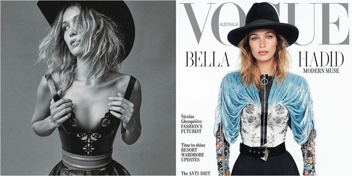 Bella Hadid Shows off Super Slim Waist on Vogue Cover