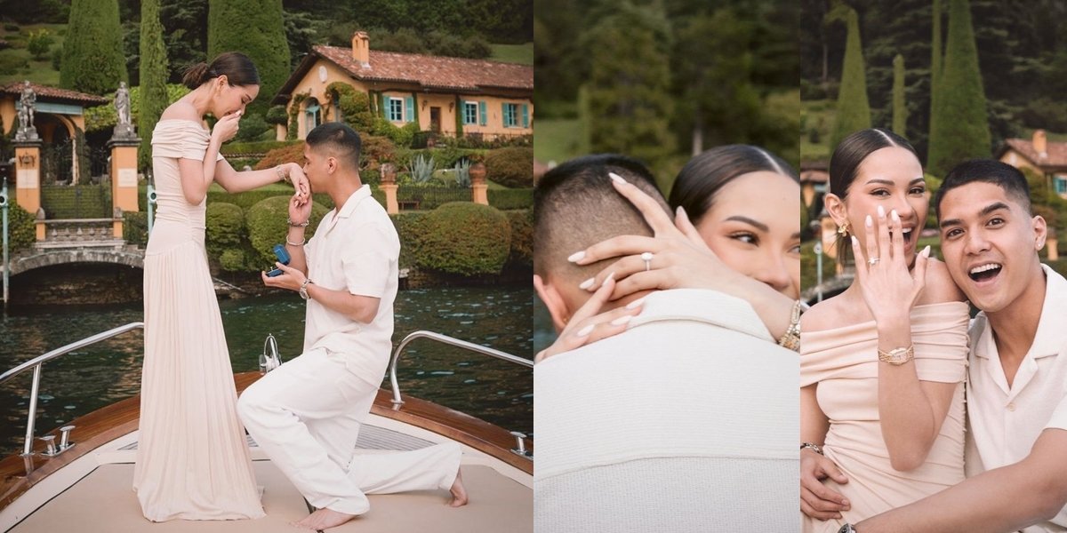 Giant Diamond Ring Gift, 8 Photos of Al Ghazali Proposing to Alyssa Daguise at Lake Como, Italy