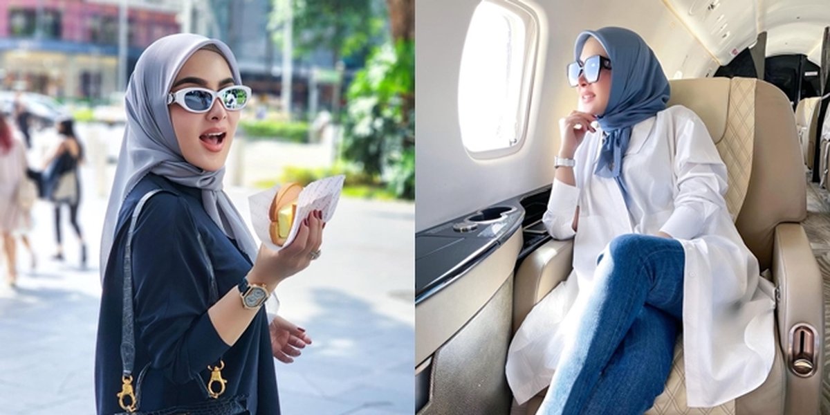 Wearing Glasses Continues to Make Netizens Curious, Here are 8 Photos of Syahrini Who Has Returned to Singapore - Enjoying Ice Cream on the Side of the Road While Wearing a Rp1.7 Billion Watch