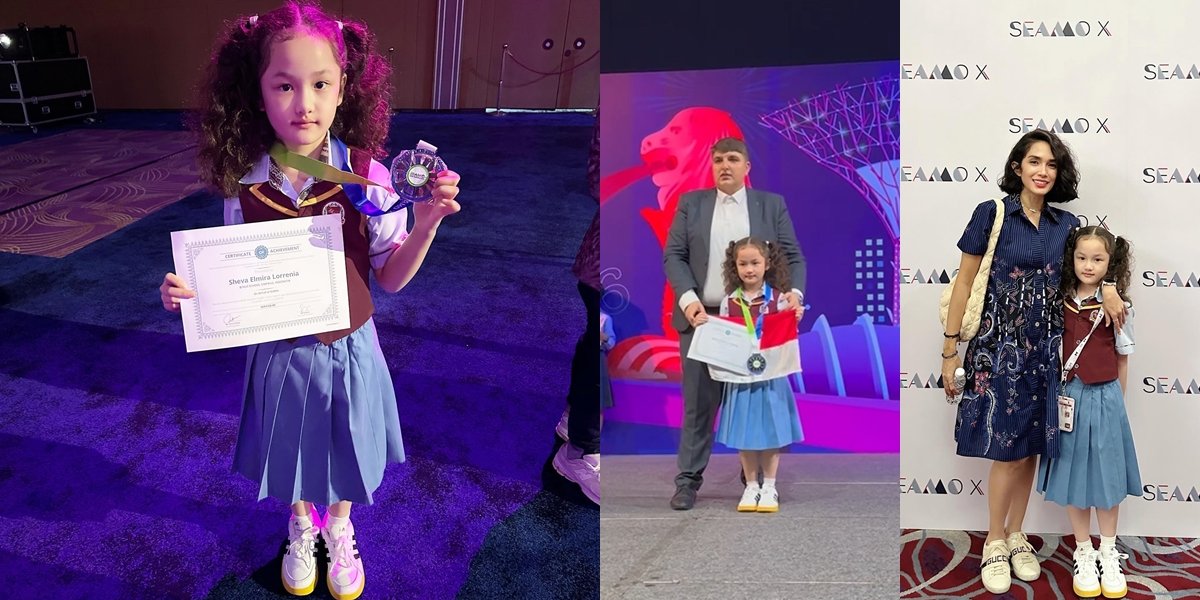Make Proud, 8 Photos of Sheva Ussy Sulistiawaty's Child Achieving Merit Medal at the Southeast Mathematical Olympiad in Singapore