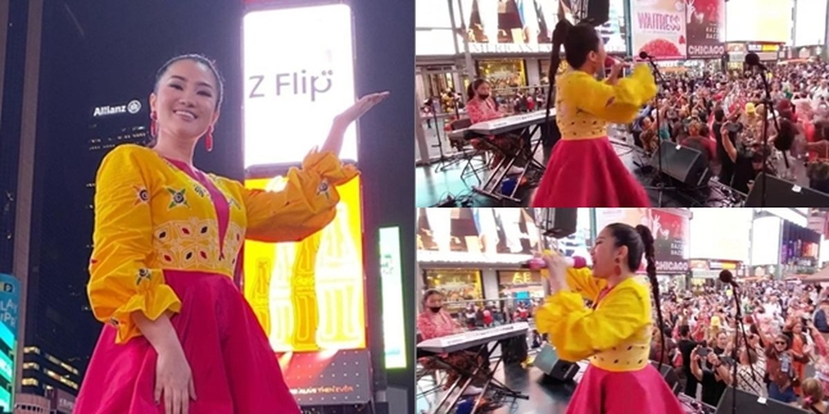 Make Proud! These are 9 Photos of Fitri Carlina Rocking Times Square - Standing with Foreign Singers