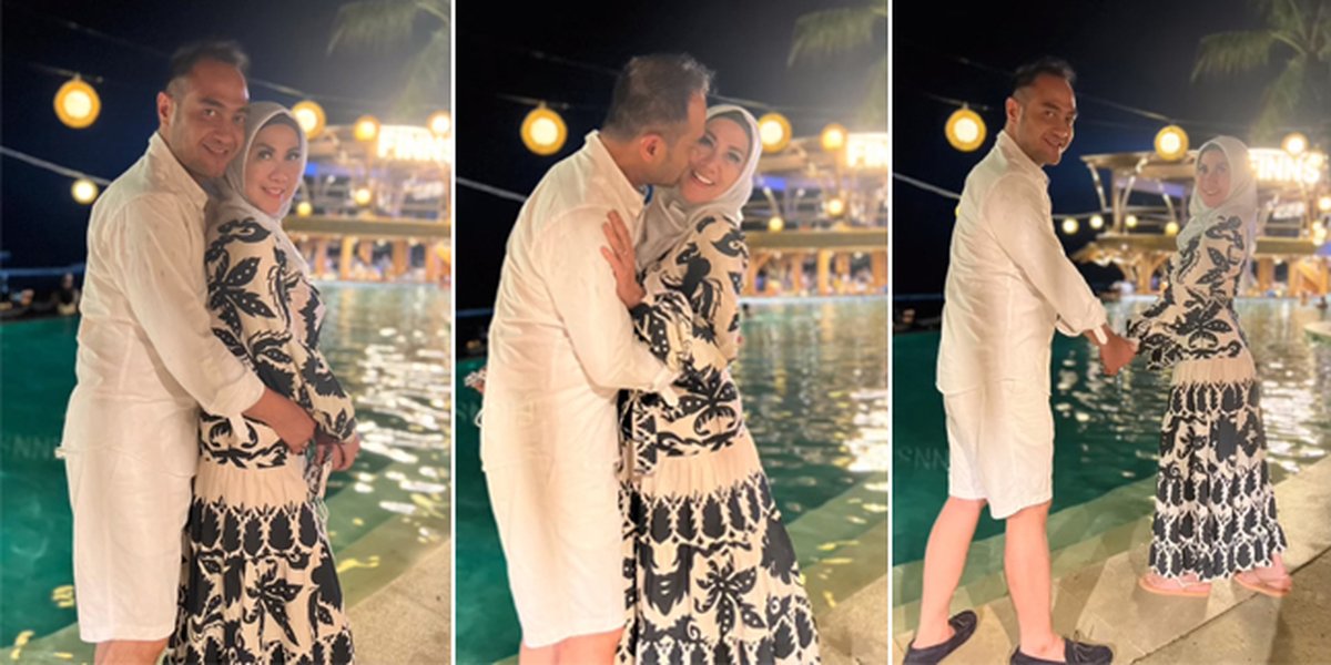 Romantic Honeymoon in Bali, Ferry Irawan and Venna Melinda Pose Intimately by the Pool