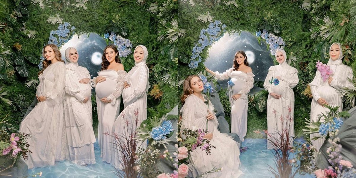 Bundadari, This is the Latest Photoshoot of Ria Ricis, Jessica Iskandar, Yasmine Wildblood, and Cut Meyrisa Showing off their Baby Bumps - Harmonious and Matching in White Outfits