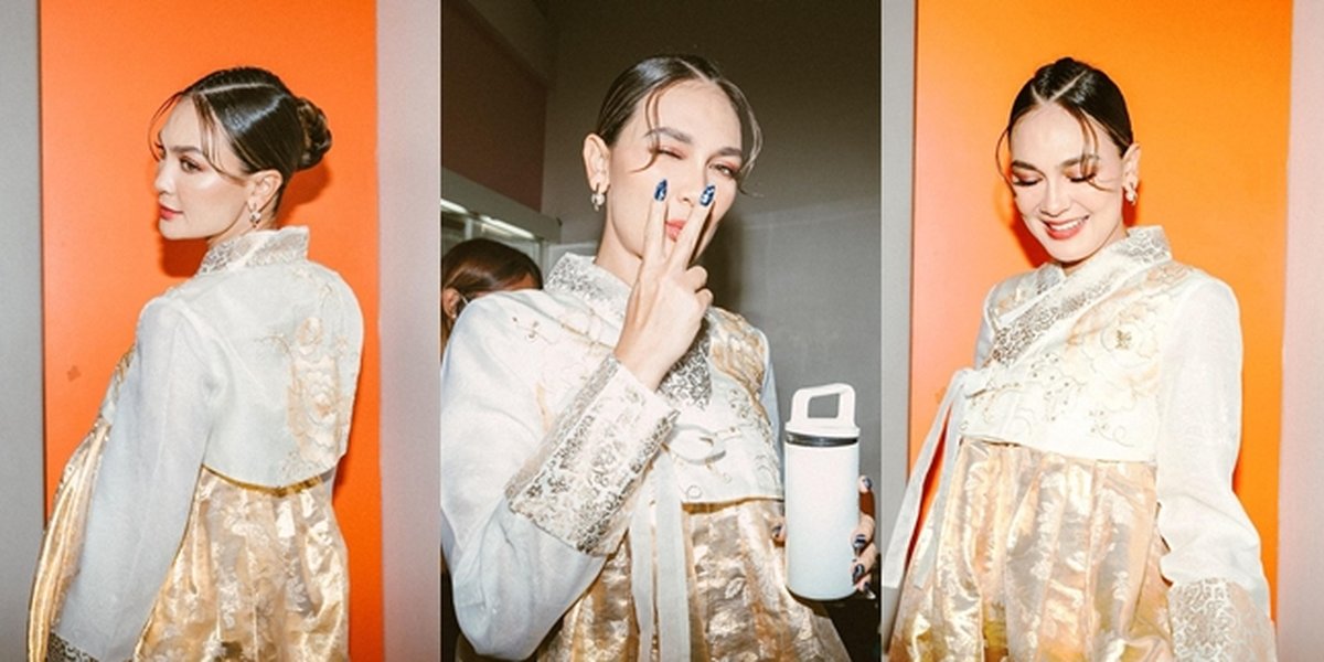 Beautiful and Complete, 7 Portraits of Luna Maya Looking Enchanting When Transforming into a Korean Girl Wearing a Gold Hanbok - Called RM BTS's Wife