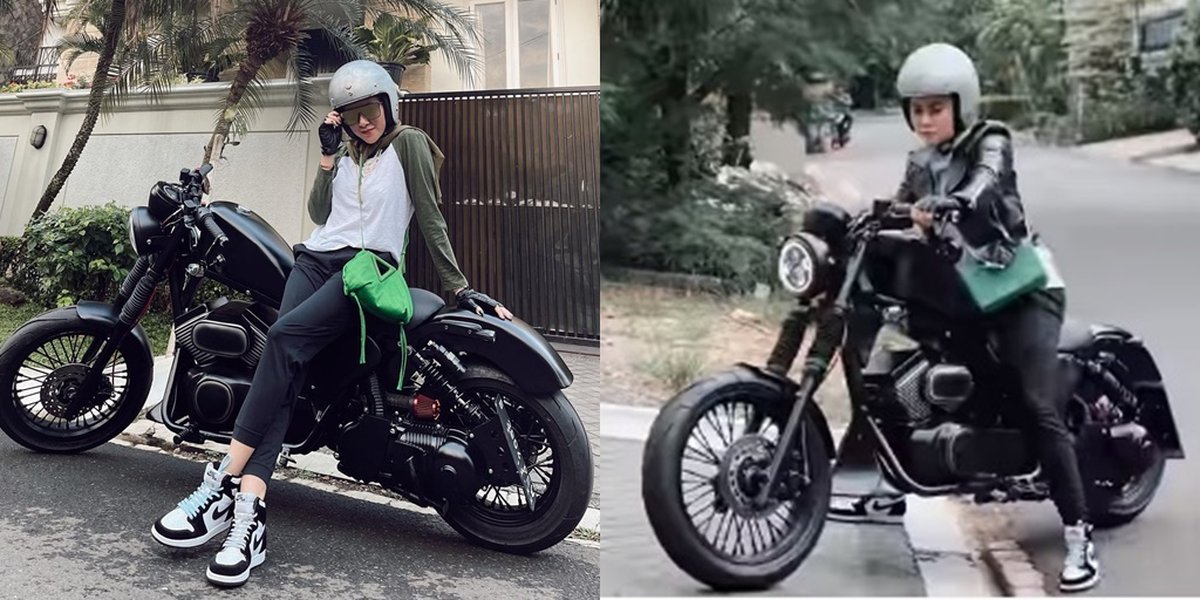 Cool Mom Abis, Peek 9 Portraits of Olla Ramlan Riding a Big Motorcycle - So Badass and Her Skinny Legs Become the Highlight