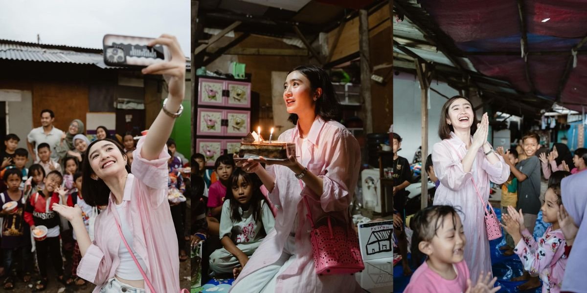 Close to Children, Here are 10 Photos of Febby Rastanty Celebrating Birthday in the Garbage Collector Village