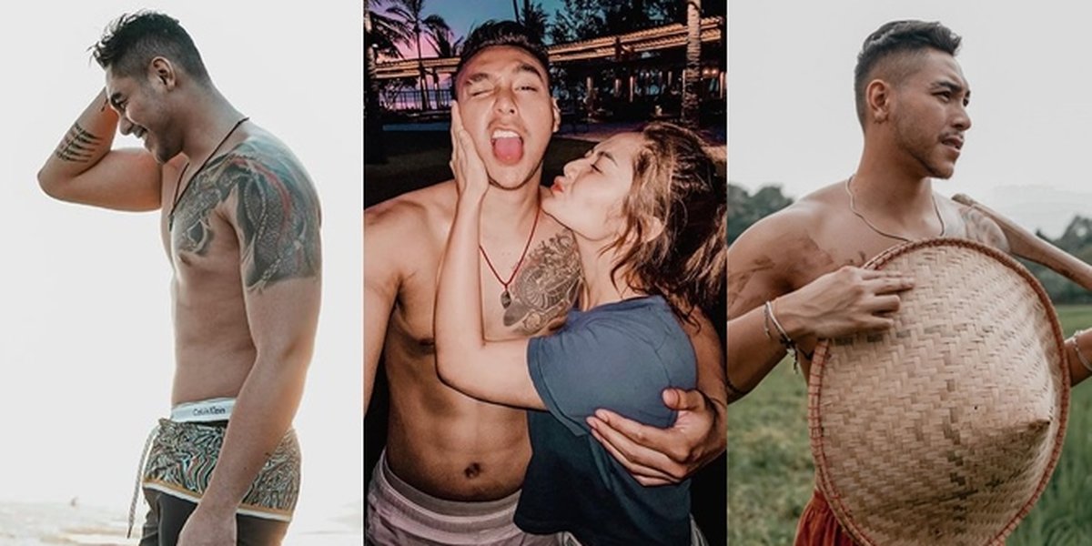 Series of Photos of Krisjiana, Siti Badriah's Husband, Showing His Athletic Body Adorned with Tattoos, Having a Macho and Exotic Charm!
