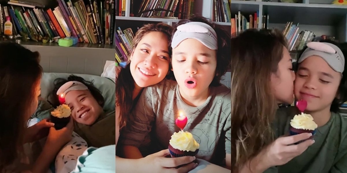Moments of Bunga Citra Lestari Surprising Noah Sinclair on His 11th Birthday, Waking Him Up with a Melodious Song - Blowing Candles on Cupcake