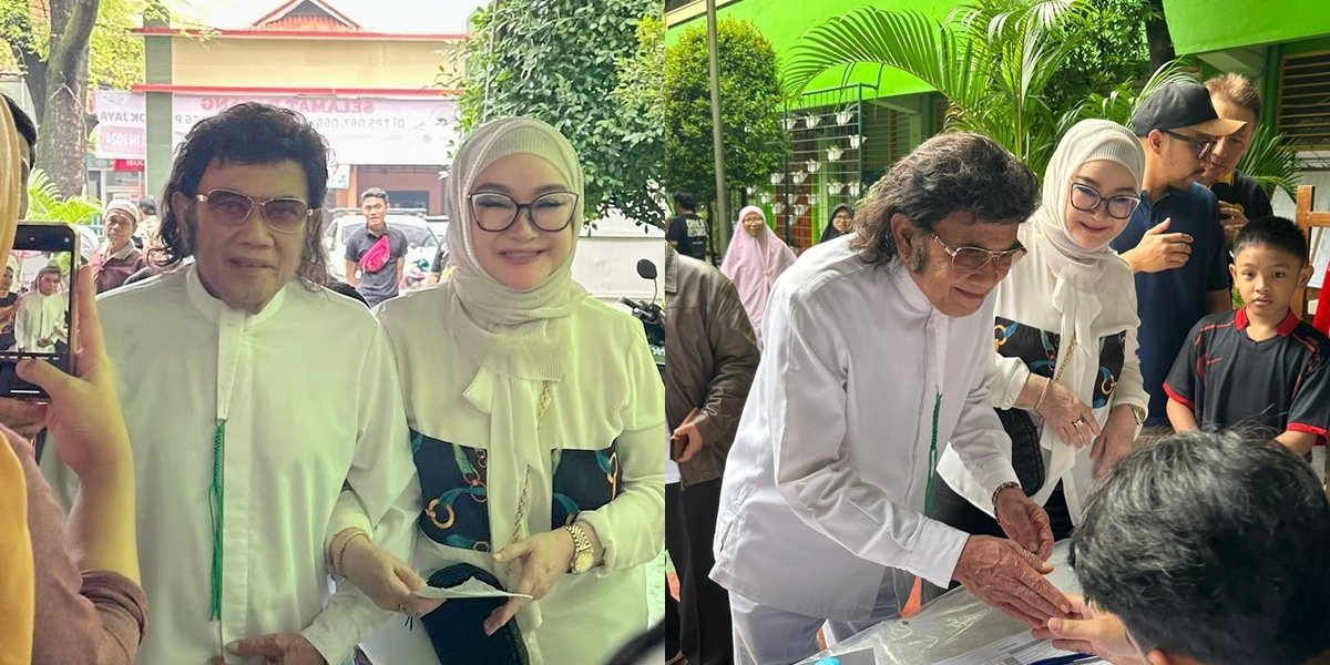 Accompanied by Beloved Wife, 8 Photos of Rhoma Irama Voting at the Polling Station - Instantly Becomes the Center of Attention