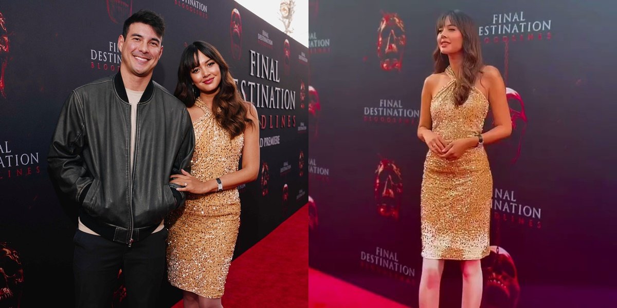 Accompanied by Husband, 7 Photos of Aurelie Moeremans at the Premiere of FINAL DESTINATION: First Hollywood Red Carpet