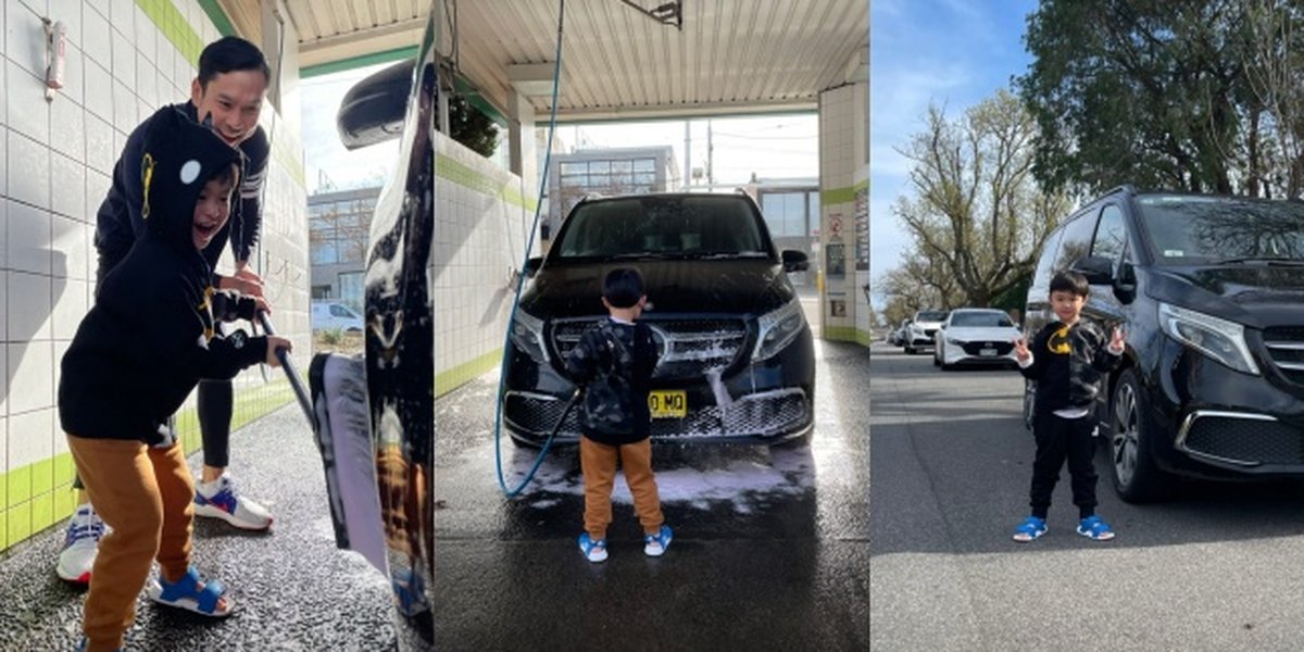 Known Rich Since Birth, 8 Photos of Raphael Moeis, Sandra Dewi's Son, Learning to Wash His Own Car - Inheriting His Father's Hobby When He Was Little