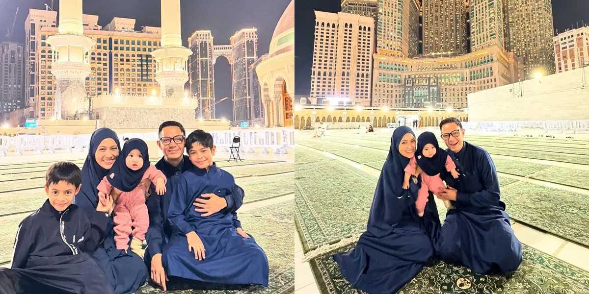 Dude Harlino and Alyssa Soebandono Share Moments While Performing Umrah with Their Children, Expressing Longing for the Holy Land