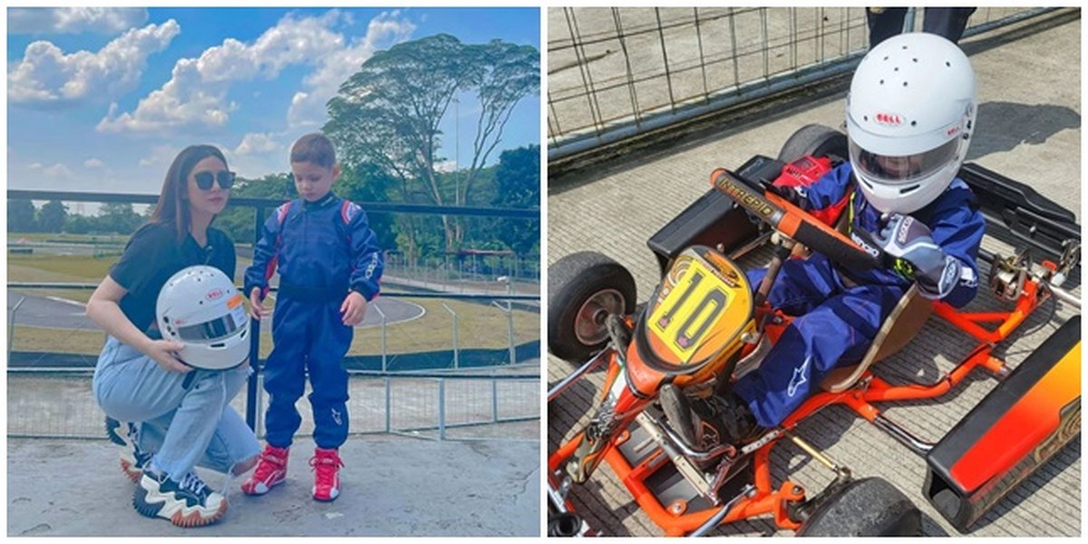 Supporting Children's Talents, Here Are 11 Moments of Fun with Celine Evangelista When Accompanying Lucio Racing Go-Kart