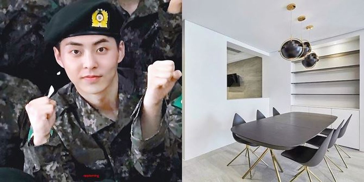 Luxurious Apartment Photos of Xiumin EXO, who is currently serving in the military, there is a big TV in the kitchen