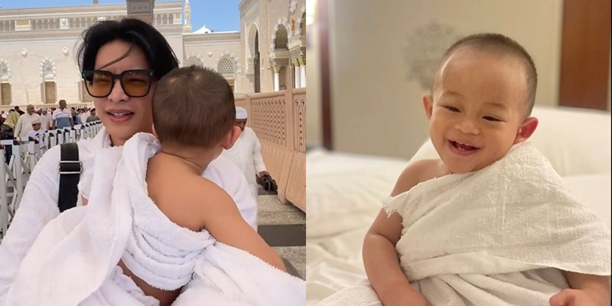 Cute Photos of Arshaka, Rey Mbayang's Child, in Ihram Clothing, Touched on the Way to the Tomb of the Prophet