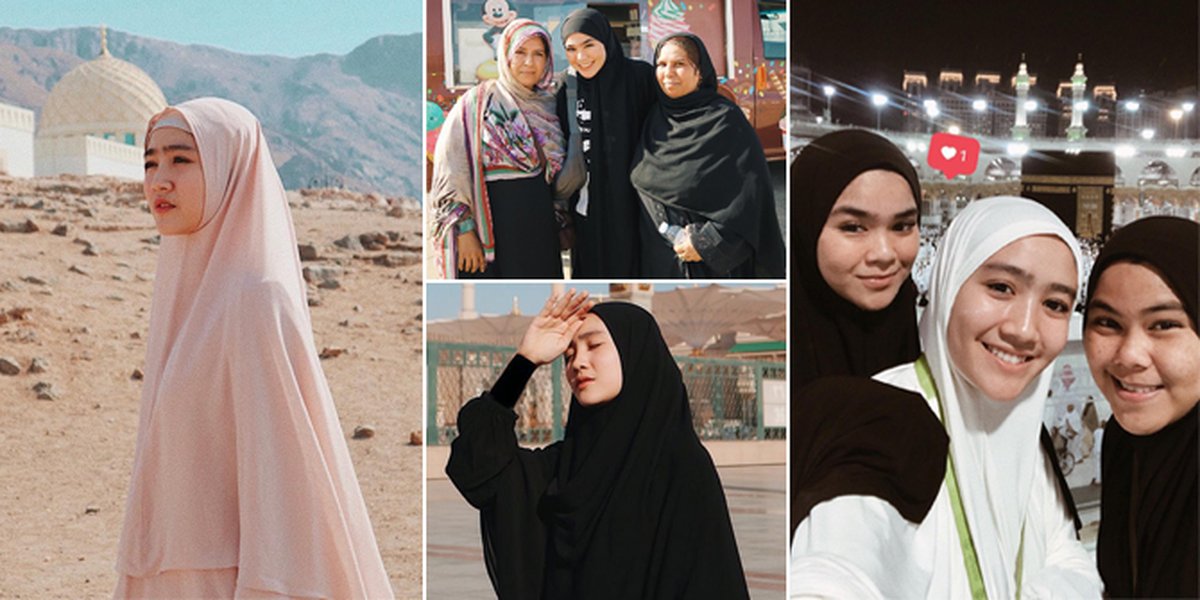 PHOTO: Beautiful in Hijab, Febby Rastanty Performs Umrah with Sivia Azizah