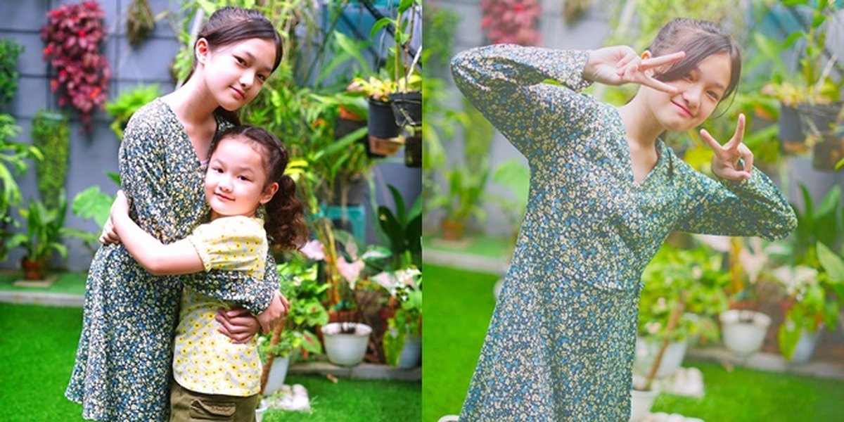 Photo of Elea and Sheva, Ussy Sulistiawaty's daughters, during Eid, a combination of Malang - Betawi with a Korean face