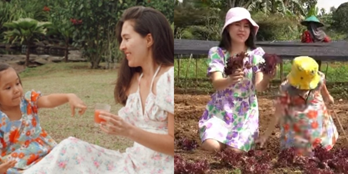 Beautiful Photos of Olivia Jensen Gardening with Her Child, Matching in Floral Mini Dresses!