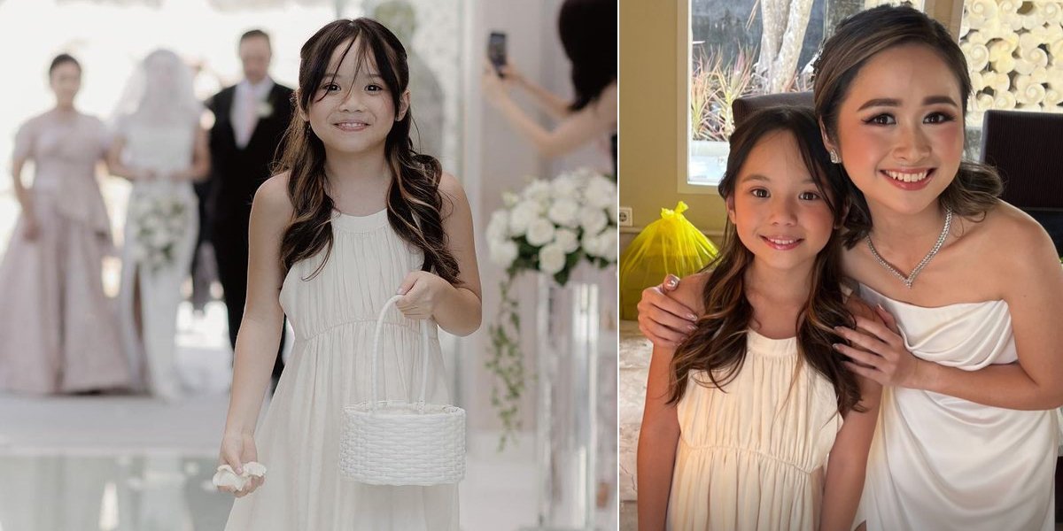 Photos of Gempi as Flower Girl at Gritte Agatha's Wedding Blessing, Beautiful in White Gown