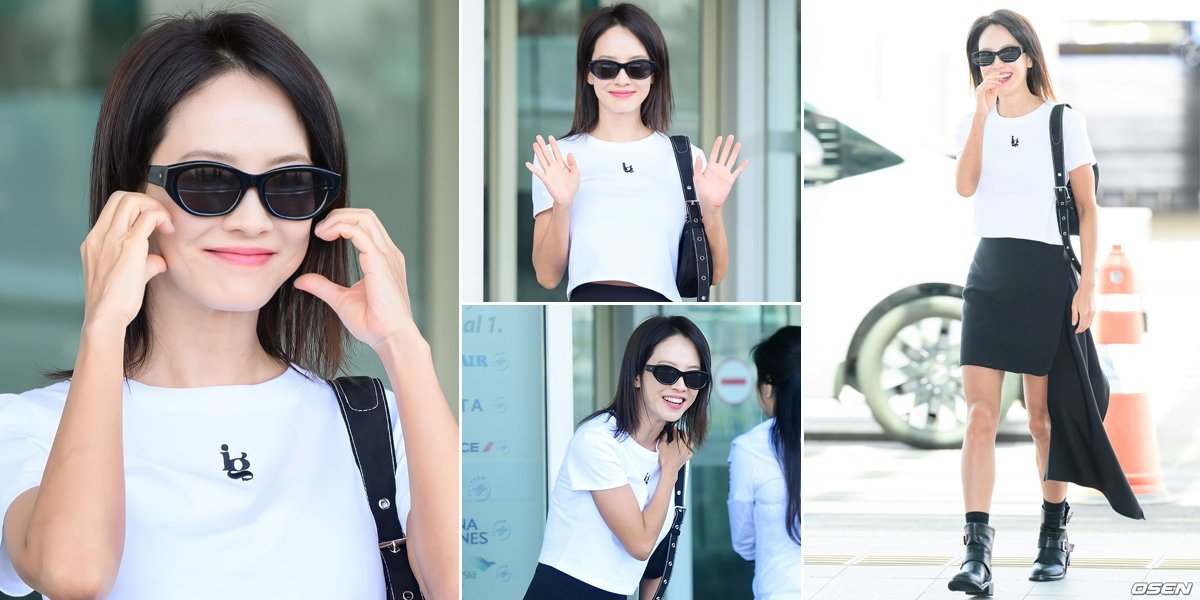 Photos of Song Ji Hyo's Departure to Jakarta from Incheon Airport, Full Smile and Very Friendly