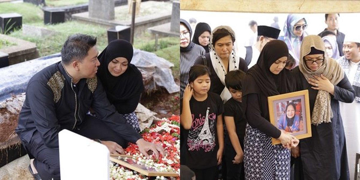 Mother's Photo Buried, Nirina Zubir Looks Strong When Hugging the Deceased's Photo