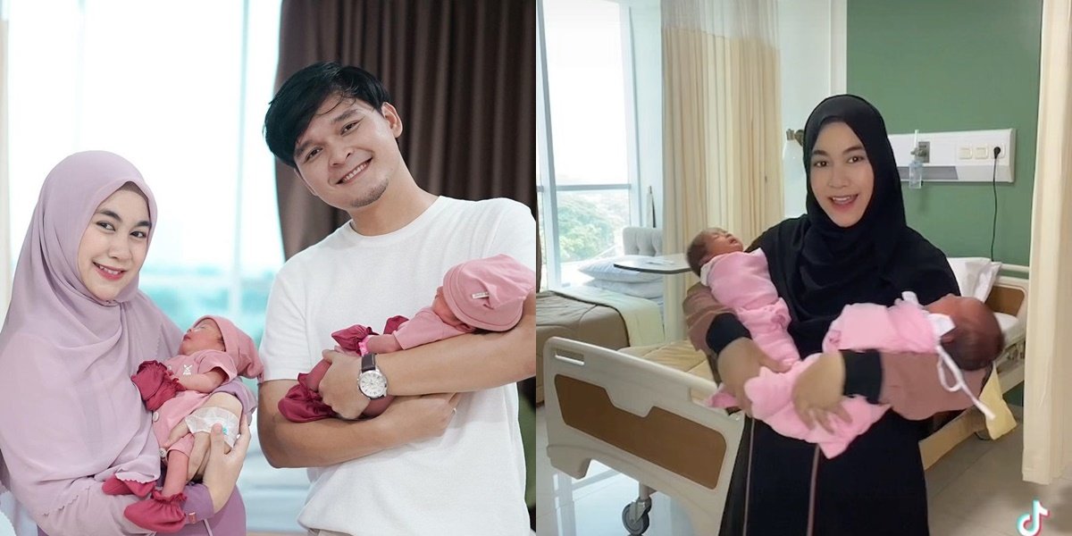 First Family Photo of Anisa Rahma and Husband with Twin Daughters Alma & Alsha, Four Years of Waiting