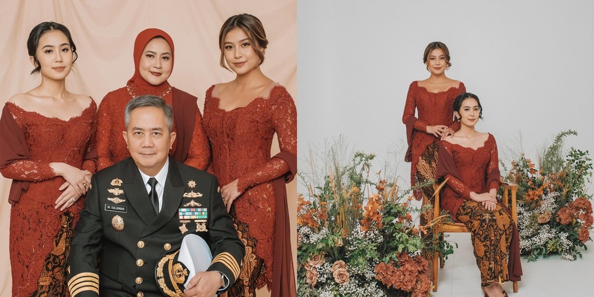Rare Photos of Awkarin's Family Photoshoot, Her Father Wearing a Military Uniform - Karin Wearing Kebaya to Cover Tattoos