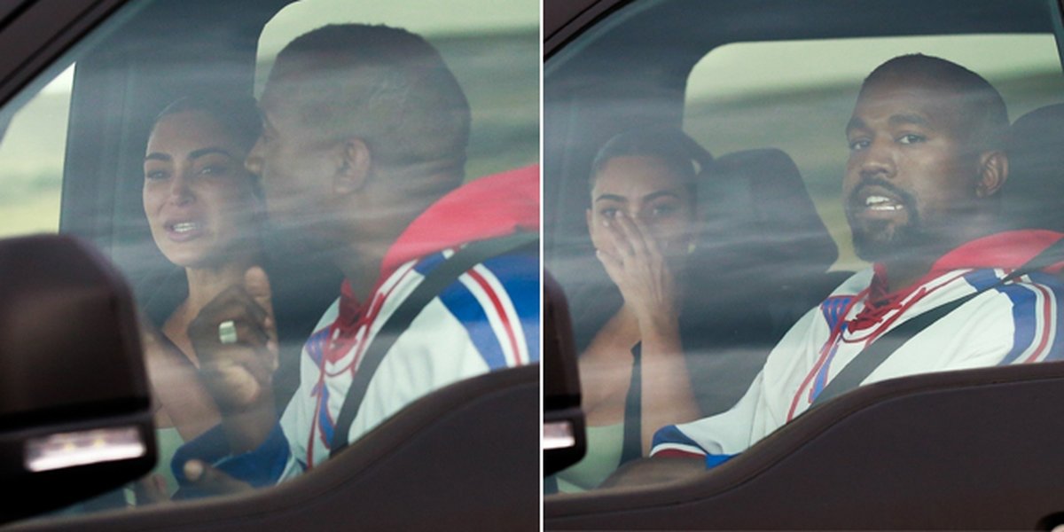 PHOTO: Crying Hysterically, Kim Kardashian Caught Having a Heated Argument with Kanye West Inside the Car