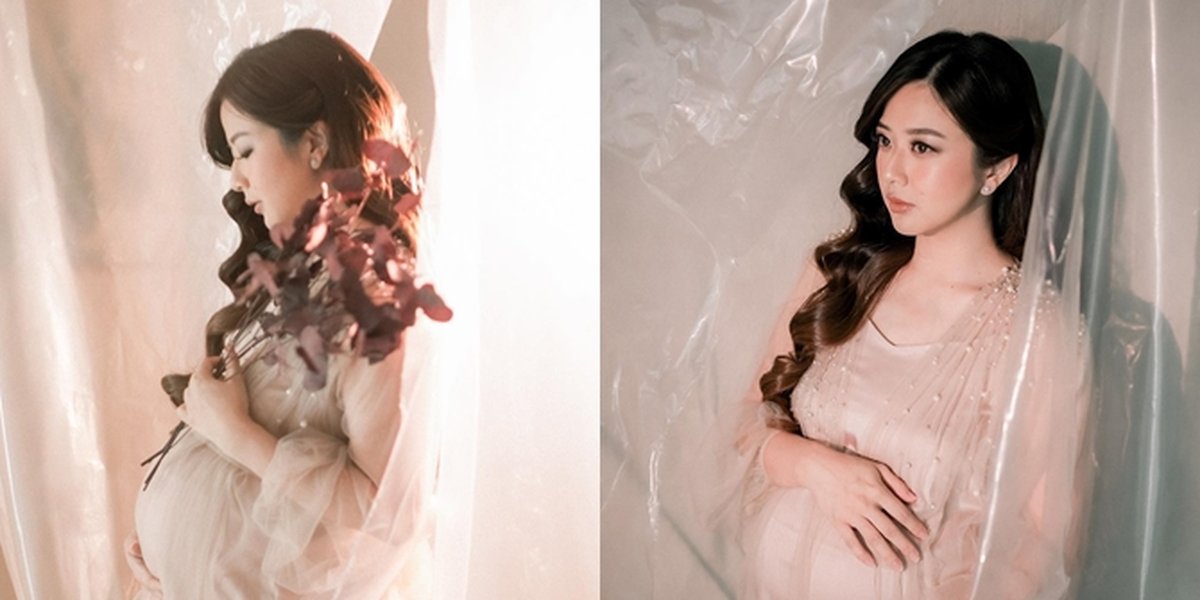 Pregnant with Second Child Makes Franda Even More Beautiful, Here are 7 Stunning Maternity Shoot Portraits of Franda in Nude Gown